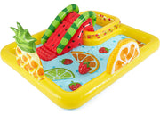 Intex 57158EP Fun'N Fruity Inflatable Kiddie Pool – 8' x 6.25' – Water Slide & Sprinklers – Ages 2+
