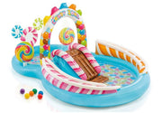Two wading pools of the Intex Candy Zone Inflatable Play Center, perfect for splashing and playing.